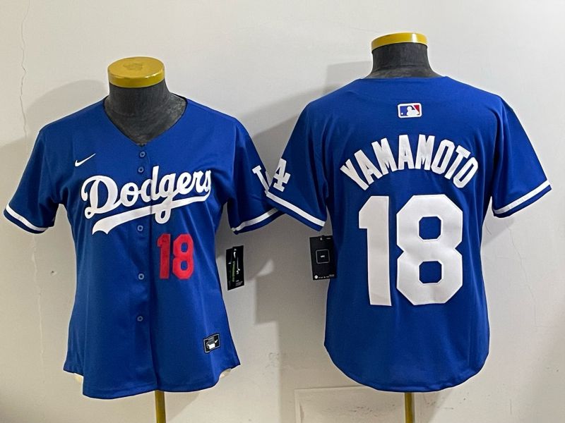 Women 2025 Los Angeles Dodgers #18 Yamamoto Blue Game Nike MLB Jersey style 0019